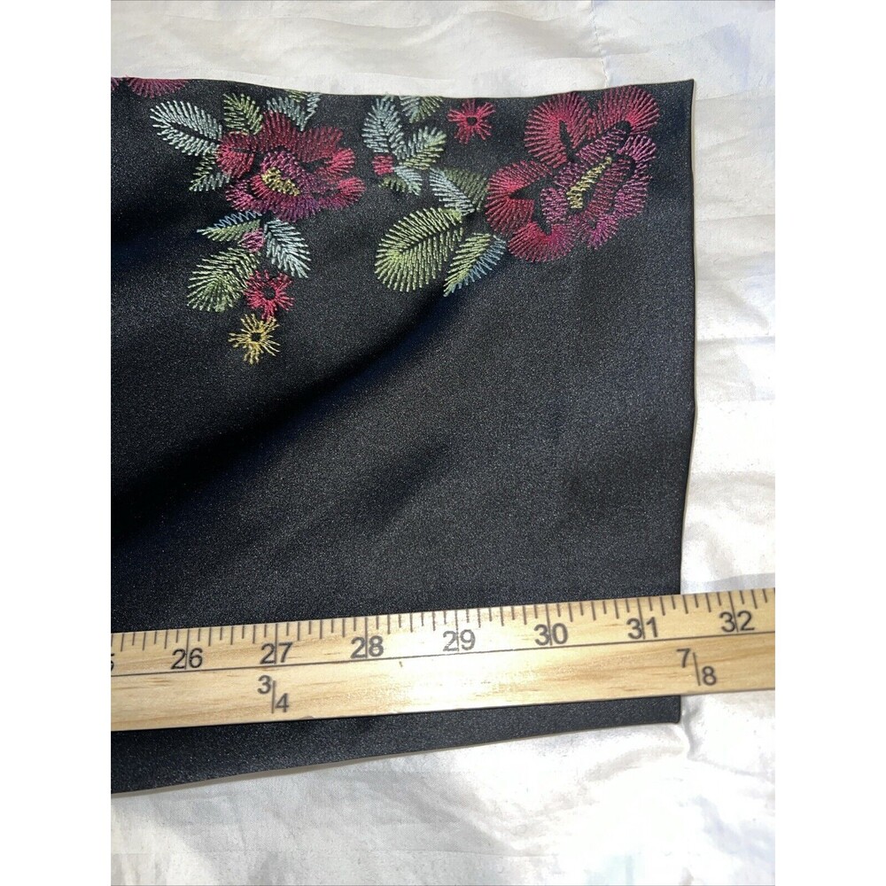 Spenser Jeremy Woman Pants Floral Embroidered Black Silky 16W Party Chic Stretch - Picture 14 of 14
